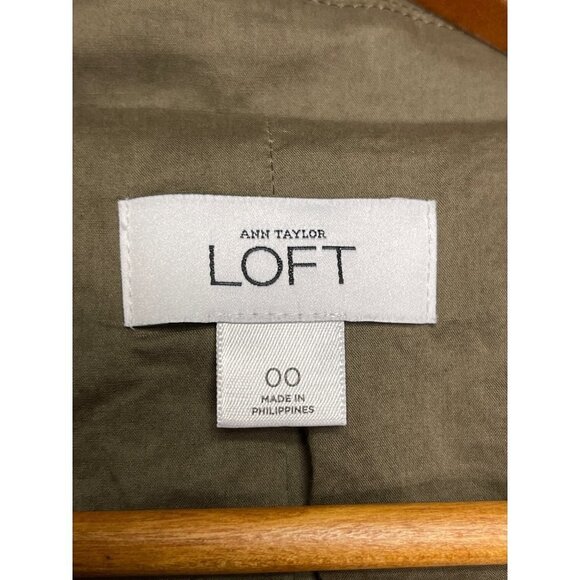 Loft Ann Taylor Olive Drab Green Belted Button Up Blouse Women's Size 00 - Picture 7 of 9